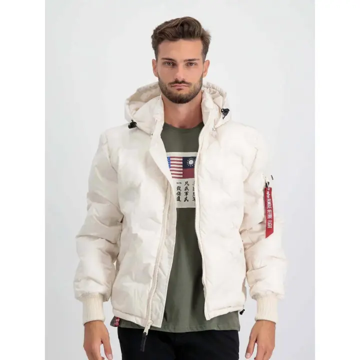 Abrigo ALPHA INDUSTRIES HOODED LOGO. Con capucha desmontable. Talla S. - 1