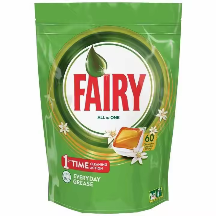 Fairy Todo En 1 Cápsulas de Lavavajillas Naranja, Pack de 60 unidades - 1