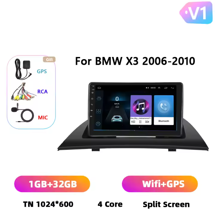 Podofo Radio de coche Android 2 Din para BMW X3 2006 2007 2008 2009 2010 Carplay 8+128GB AI Voice WIFI+4G DSP GPS Navegación Multimedia Reproductor de Video - 1