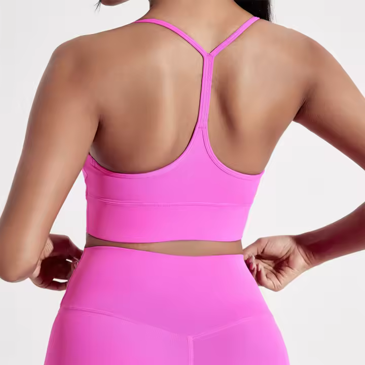 Sujetador Deportivo Para Mujer En Color Sólido Con Forma De Y Adecuado Para Fitness Running Gimnasio Yoga Con Almohadillas De Pecho Material Suave Y Transpirable - 1