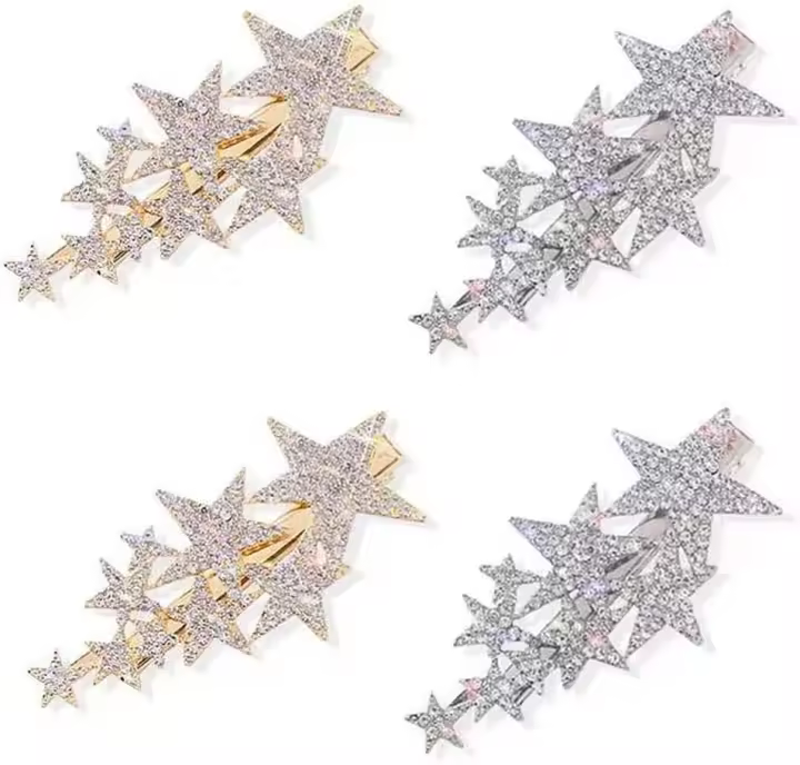 4 horquillas de estrella de cinco puntas, elegantes pinzas de pico de pato para novias, bodas, para mujeres y niñas, 4 unidades (paquete de 1) - 1