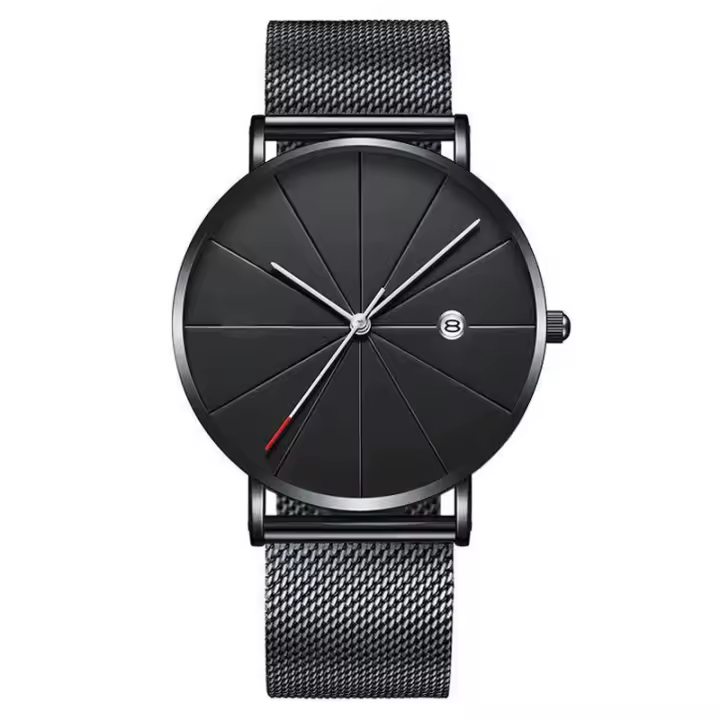 Reloj para hombre con estilo nórdico sencillo y elegante, calendario, disponible en correa de malla italiana o malla, movimiento de cuarzo, un reloj para el hombre contemporáneo - 1