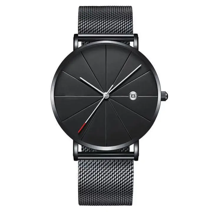 Reloj para hombre con estilo nórdico sencillo y elegante, calendario, disponible en correa de malla italiana o malla, movimiento de cuarzo, un reloj para el hombre contemporáneo - 1