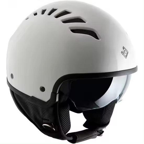 CASCO JET TUCANO EL FRESH BLANCO - Calota de Policarbonato - Visor Solar Integrado - Ventilación Directa - Acolchado Termoformado - Cierre Micrométrico - 1
