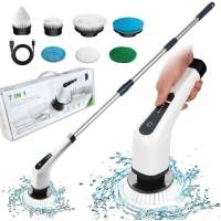 Cepillo de limpieza eléctrico inalámbrico, cepillo de limpieza inalámbrico con 7 cabezales de cepillo reemplazables, fregona eléctrica con mango ajustable para baño, cocina, cepillo de limpieza de coche - details 0