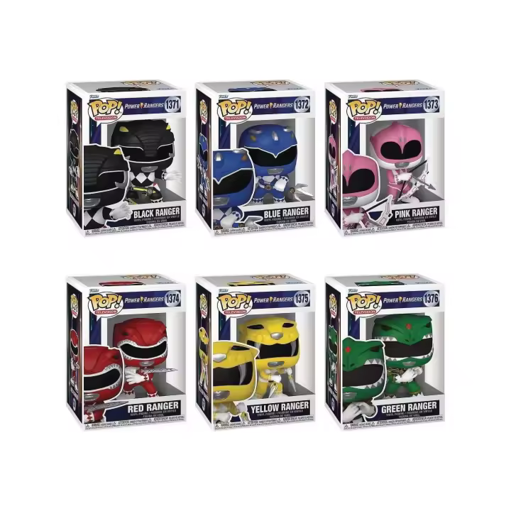 Pack 6 Funko  Power Ranger Rangers    figura figuras Pop Vinyl Funko Pop Rojo Rosa amarillo negro azul Negro - 1