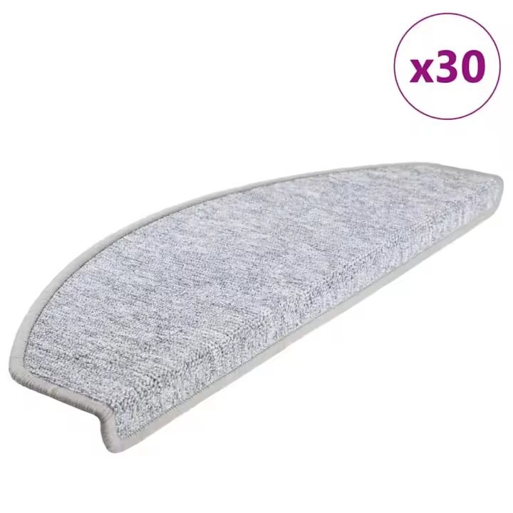 vidaXL Alfombrilla escalera 30 uds gris claro 65x24x4 cm - 1