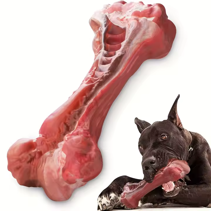 Juguetes Para Morder Para Perros Indestructibles Durable En Forma De Hueso De Goma Natural Para Limpieza De Dientes Para Mordedores Agresivos - 1