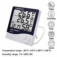 Sensor De Temperatura 3 En 1 Termómetro Higrómetro Y Reloj Digital De 3.7 Pulgadas Medidor De Humedad Interior Estación Climática Para El Hogar - details 1