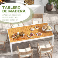 Outsunny Mesa de Jardín Extensible Mesa de Comedor Exterior Rectangular Mesa de Terraza para 6 Personas con Marco de Aluminio Efecto de Madera Carga 50 kg 180/240x94x73 cm Marrón - details 4