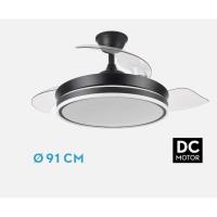 FABRILAMP Ventilador Dc Bayomo Negro 72w 6120lm 91d 3asp.desplegables 3000-4000-6000k Remoto, Temporizador, Memoria,Control de aire verano o invierno. Incluye 2 tijas y mandos ABRILA calidad de confianza - details 1