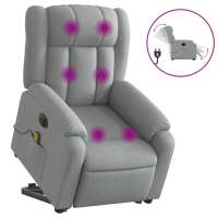 vidaXL Sillón de masaje eléctrico reclinable elevable tela Gris claro, Gris oscuro, Negro Sillon Dormitorio Sillon Comodos Silla Relax Sillón Sofá - details 0