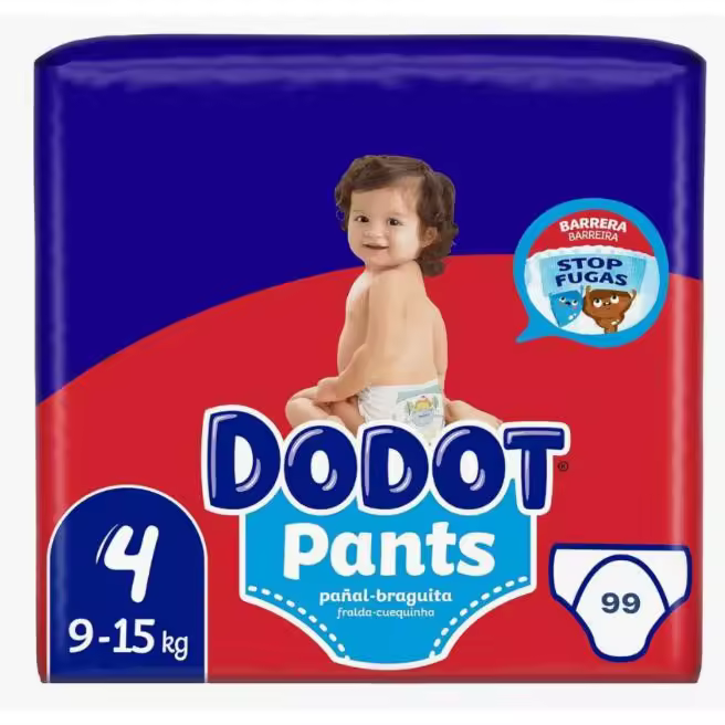 99 pañales Dodot Bebé Pants Talla 4 (9-15 kg) Pañal-Braguita con Ajuste 360° Anti-Fugas - 1