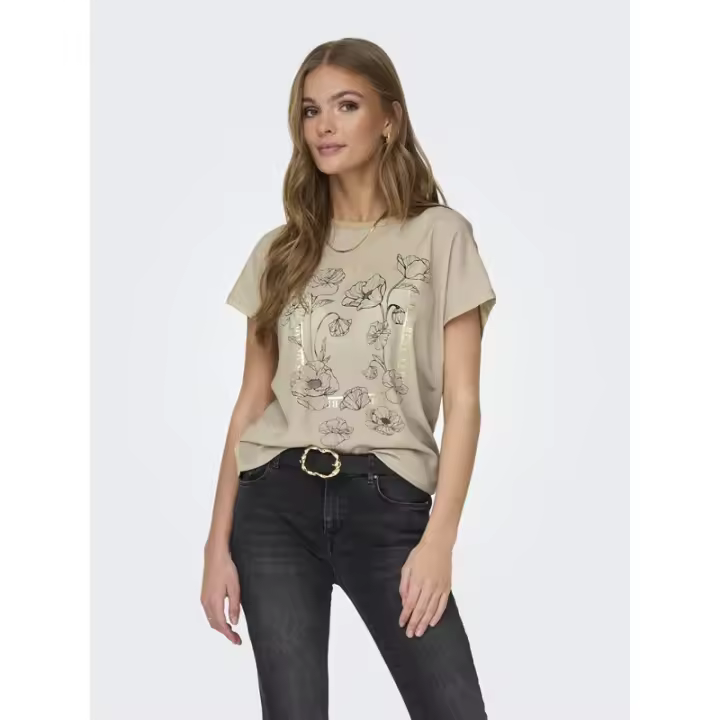 Camiseta Flora Beige Estampada de Only - 1