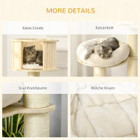 Árbol para Gatos con Cueva para Gatos de 122 cm de Altura, Tres Piso, Madeira, trench coat de Isal, pelota de juego para Gatos activos - details 3