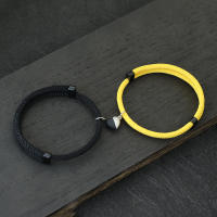 Pareja Romántica 2Pcs Pulsera Ajustable De Hilo Macramé Con Corazón Magnético Para Distancia Compatible Para Hombres Y Mujeres Accesorios De Moda Para Parejas - details 0