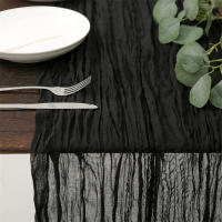 Corredor De Mesa De Queso 10FT En Rosa Tenuis Bohemio 1PC Para Fiestas Y Uso Rustico Tejido De Poliéster Sólido - details 10