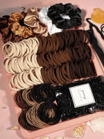Accesorios Para El Cabello Para Mujer Set De Agarracabellos De Satén Color marrónFashionable Y Versátil Scrunchies Y Bandas Elásticas Para El Cabello - details 2