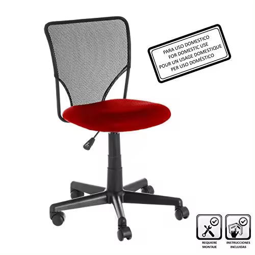 Dcasa - Silla Estudio con Rueda Nailon Negro/Rojo - 1