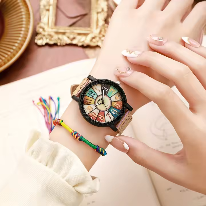 Set De 2 Relojes Para Mujer Vintage Con Correa De Cuero Y Pulsera De Cordón Reloj Analógico De Cuarzo Estilo Casual - 1