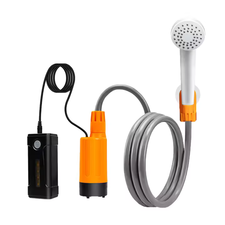 Kit de Ducha Exterior con Luz LED - IP7 Impermeable, Batería Recargable Magnética, 2 Velocidades, Tubo 1.8M, Ideal para aventuras al aire libre - 1