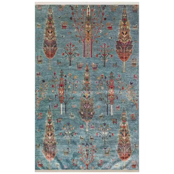 OTTOMAN- ALFOMBRA MECANICA ANTIQUE ATK 09 AQUA. Antideslizante, lavable ,con diseño antiguo. - Varias medidas. - 1