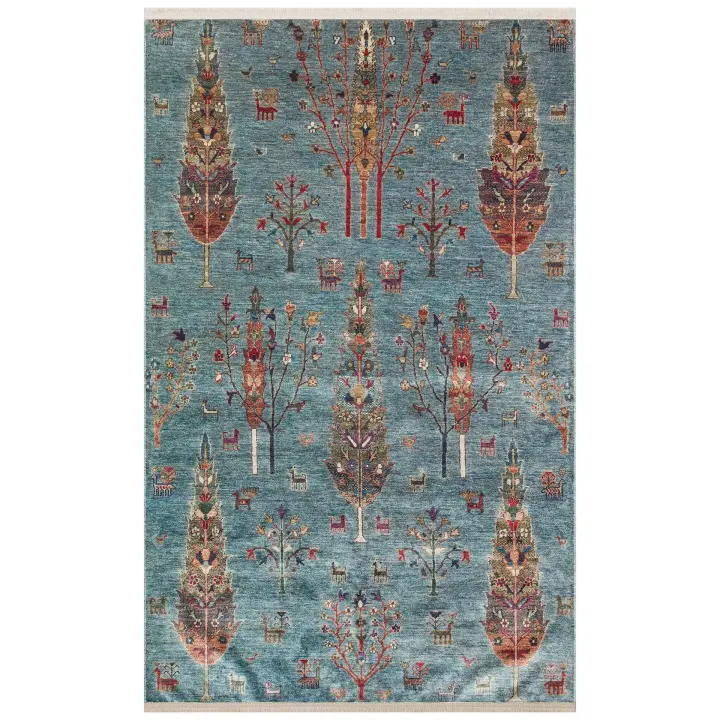 OTTOMAN- ALFOMBRA MECANICA ANTIQUE ATK 09 AQUA. Antideslizante, lavable ,con diseño antiguo. - Varias medidas. - 1