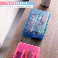 Paquete de 3 estuches rígidos de gran capacidad, cajas de Lápiz de plástico a Granel con tapa Hermética - details 4