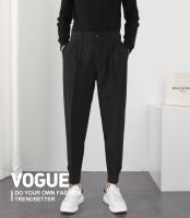 Pantalones Casuales Para Hombre Con Cintura Elástica Y Pierna Delgada Estilo Coreano Pliegues Ajustados Pantalones De Chaqueta Trenzados Callejeros - details 2