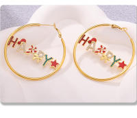 Pulsera Dorada de Maple inoxidable, Conjunto de pendientes de giunto Exquisito Encanto DE LA Mujer with Collar de Letra - details 7