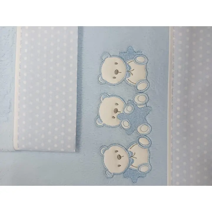 Juego de Sábanas de MINICUNA Coralina Baby Pecas - Diseño de 3 Ositos, Coralina Extrasuave 100% Poliéster, Fabricado en Europa Mommata - 1
