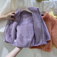 Chaqueta De Poliéster Rosa Para Niñas Con Cierre De Cremallera Y Colarín Invernal Térmica De Fleece Para Niños De 1 a 5 Años Ropa Infantil Outerwear Coreana Caliente - details 6