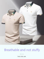 Camisa POLO Para Hombre Verano Moda Seda De Hielo Secado Rápido Manga Corta T-shirt Color Sólido Suelta Collar De Negocios Algodón Puro Top - details 1