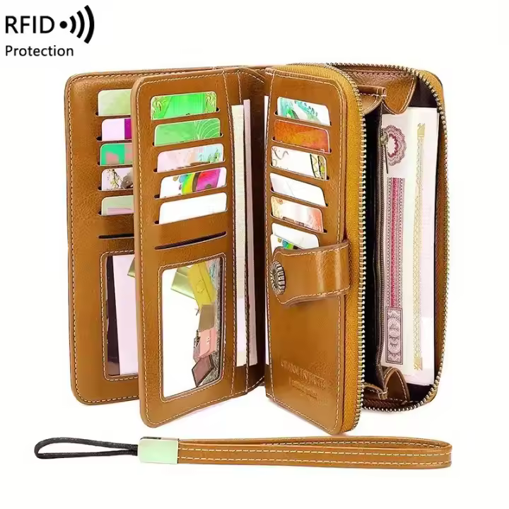 Cartera Segura de gran capacidad para Mujer, cartera impermeable with Cremallera y Correa de muñeca Segura para el día a Día, Elegancia - 1