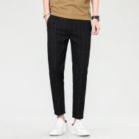 Pantalones De Correr Para Hombre 2025 Calidad Superior Rayados Cuadros De Talla Alta Largo Hasta La Rodilla Gris Negro Pantalones Rectos Estilo Coreano - details 1