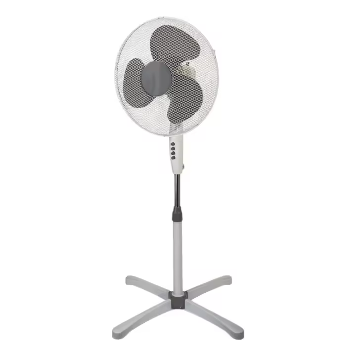 Ventilador de Pie 40 cm 45W 3 Aspas Blanco Oscilante | 3 Velocidades | Altura Ajustable hasta 90 cm  - Gerimport - 1