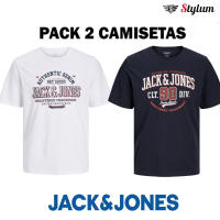 Jack & Jones hombre Pack 2 camisetas de Algodón Mod JJELOGO Ajuste Regular Moda Casual Informal Primavera Verano REF 254862 - details 2