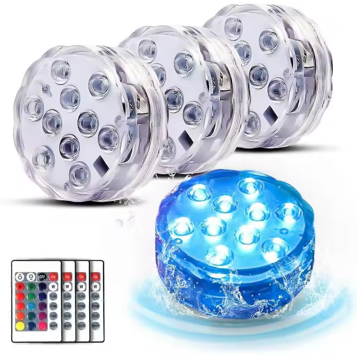 Submersible LED Lights, 4 Packs Waterproof Underwater Lights with Remote Control, Hot Tub Lights, Party Decor - 1