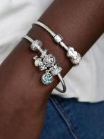 Pandora - Charm with clip de pavé transparente-Plata de Lei - details 4