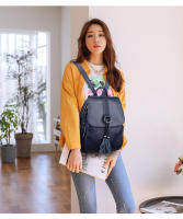 Mochila para mujer, nueva mochila de cuero suave con borlas colgantes, mochila de gran capacidad para estudiantes, mochila de viaje para exteriores - details 11