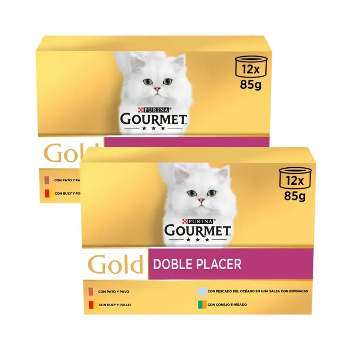 GOURMET - Gold (24x85 gr) - Doble Placer Pack Surtido de Carnes y Pescado (2 Cajas de 12x85 gr) - 1