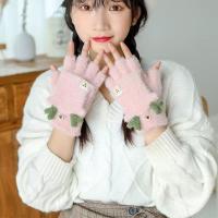 Guantes De Navidad Con Reino Para Mujeres Y Niñas Estilo Plegable Mitad Dedo Llenos De Terciopelo Y Poliéster Unisex - details 31