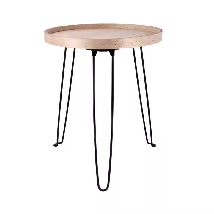 Mesa auxiliar MOA Vinthera patas acero negro/natural 48x40 cm - 1