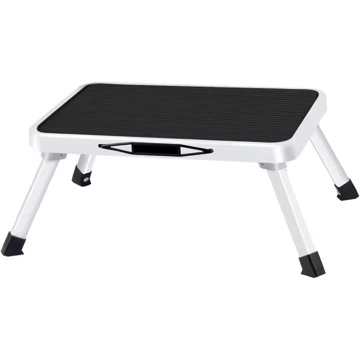 ARISE SHOP-Taburete plegable de metal con escalera portátil de 1 escalón, taburete plegable antideslizante con plataforma de goma antideslizante, taburetes de capacidad de 330 libras para adultos, niños, cocina, inodoro, baño, campamento, oficina, - 1