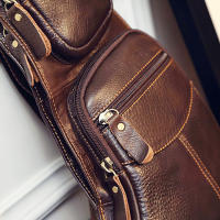 Bandolera de piel de vaca auténtica para hombre, bolso de hombro cruzado informal de un solo pecho y espalda, para viaje, nuevo - details 8