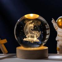 Lámpara De Noche De Cristal 3D Planetario Engravedo Por Láser Sistema Solar Decoración Para Escritorio Regalos De Festival Astronomía - details 15