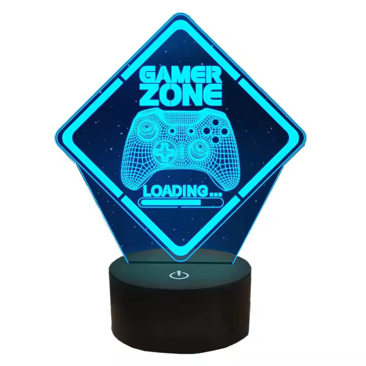 Lámpara De Ilusión 3D Gamer Zone Control Remoto Y Táctil Cambio De Colores 16 Luz Nocturna Para Juegos Videojuegos Regalo Para Hombres - 1