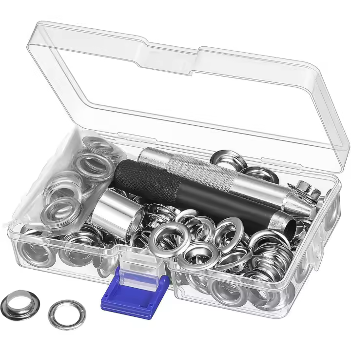 100 sets ojales kit OJAL herración de Ajuste para cortinas de tela de Lona (2/5 pulgadas de diámetro interior) - 1