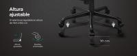 SONGMICS Silla de Oficina, Silla Gaming, Altura Ajustable, Superficie de PU y Tela de Algodón y Lino, Reposacabezas Ajustable, Respaldo Reclinable, Carga 150 kg, Negro clásico/Rosa Jalea /Azul Turquesa/ - details 2