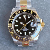 Reloj Mecánico Automático Para Hombre NH34A Rose Gold Doble Tono Con Correa Jubilee 200m Impermeable Movimiento GMT Reloj De Divercio - details 8